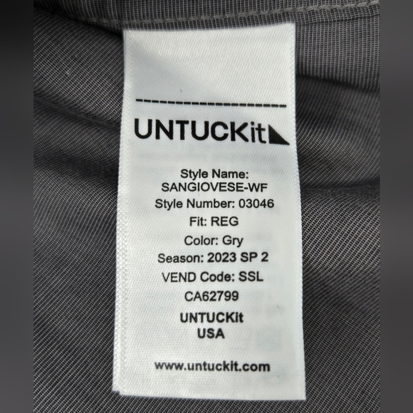 UNTUCKIT SANGIOVESE-WF BUTTON UP DRESS SHIRT TOP GREY COTTON MEN XXX LARGE 3X - Picture 10 of 13